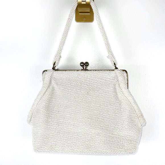 Lumured Handbags - Lumured 1950’s Vintage Cream-Colored Beaded Clutch Handbag